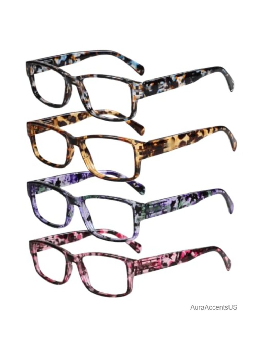 Reading Glasses Rectangle Frame Spring Hinges Clear Lens Readers 1.5